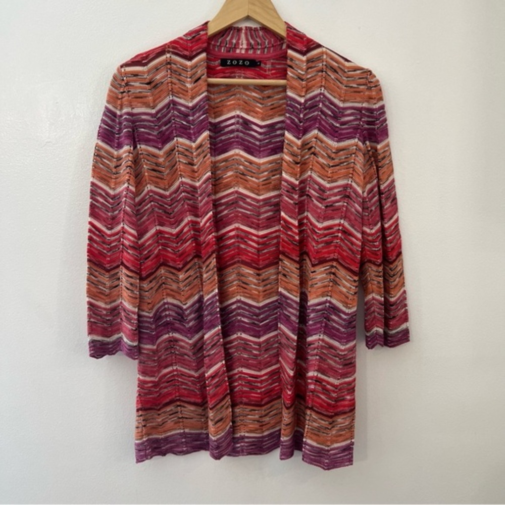 ZOZO Open Front Chevron Cotton‎ Blend Cardigan